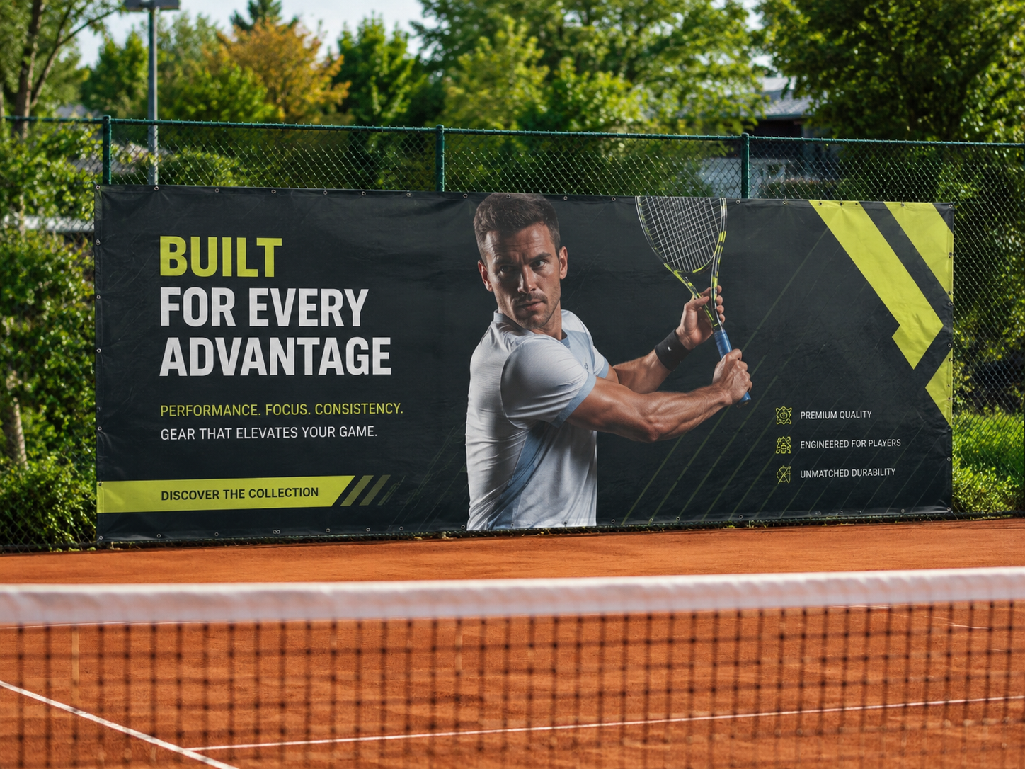 Bedruckte Sportblenden und Banner
